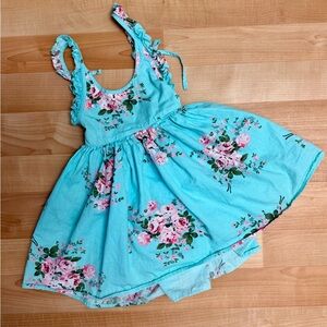 Flofallzique Boutique Girls Twirl Dress | Size 5 | Aqua Floral